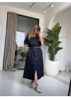 KOYU MAVİ SALAŞ JEAN ELBİSE