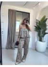 SİYAH LEOPAR DESEN ASKILI TAKIM