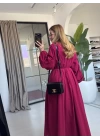 BORDO NERVÜR BAĞLAMALI ELBİSE