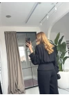SİYAH OSAKA VATKALI GÖMLEK