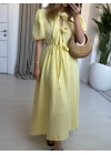 SARI BALON KOL BAĞLAMALI ELBİSE