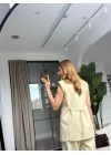 SARI ÇIMALI PANTOLON YELEK TAKIM