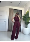 BORDO KETEN BLUZ PANTOLON TAKIM