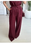 BORDO KETEN BLUZ PANTOLON TAKIM