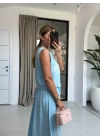 MAVİ NAKIŞLI YELEKLİ ELBİSE