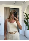 BEJ BONCUK İP ASKILI TAKIM