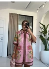 PEMBE ÇİÇEKLİ ŞORT TAKIM