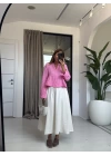 PEMBE DANTEL DETAY MÜSLİN BLUZ
