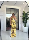 SARI SIRT DETAY ASKILI ELBİSE