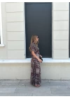 KAHVE EBRULİ DESEN SATEN ETEK TAKIM