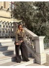 KAHVE SARI ÇİZGİLİ TRİKO HIRKA