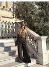 KAHVE SARI ÇİZGİLİ TRİKO HIRKA