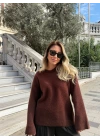 KAHVERENGİ YUMOŞ DOKULU KAŞMİR KAZAK