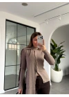 VİZON ŞAL DETAYLI TRİKO HIRKA