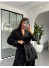 SİYAH KİMONO ŞALVARLI SATEN TAKIM
