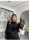 SİYAH KEMERLİ GÖMLEK ELBİSE TAKIM