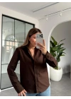 KAHVERENGİ VATKALI BASİC GÖMLEK