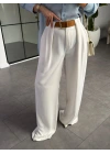 BEYAZ KÖPRÜ DETAY KEMERLİ PANTOLON