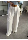 BEYAZ KÖPRÜ DETAY KEMERLİ PANTOLON