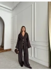 KAHVE GENİŞ MANŞETLİ CEKET PANTOLON TAKIM
