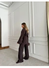 KAHVE GENİŞ MANŞETLİ CEKET PANTOLON TAKIM