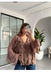 VİZON V YAKA FIRFIR DETAY ŞİFON BLUZ