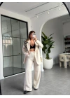 EKRU KIRLANGIÇ YAKA CEKET PANTOLON TAKIM