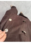 ACI KAHVE APOLET DETAY KUŞAKLI CEKET PANTOLON TAKIM