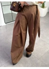 KAHVE KUŞAKLI PANTOLON