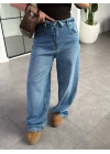 MAVİ BEL DETAYLI WIDE LEG JEAN 8185