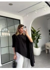 SİYAH MODAL PELERİNLİ BLUZ 8789
