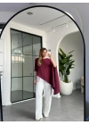 BORDO MODAL PELERİNLİ BLUZ 8789