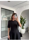 SİYAH GODELİ MİDİ ELBİSE 05174