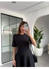 SİYAH GODELİ MİDİ ELBİSE 05174
