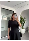 SİYAH GODELİ MİDİ ELBİSE 05174