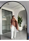 KAHVE MODAL PELERİNLİ BLUZ 8789