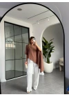 KAHVE MODAL PELERİNLİ BLUZ 8789
