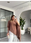 KAHVE MODAL PELERİNLİ BLUZ 8789