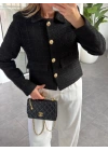SİYAH TÜVİT GOLD DÜĞMELİ KISA CEKET