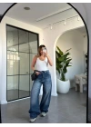 TİNT BEL DETAYLI WIDE LEG JEAN 8185