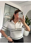 BEYAZ ÇİZGİLİ KISA KOLLU TRİKO