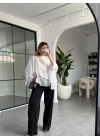 BEYAZ UÇUŞAN PELERİN BLUZ 5026