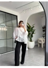 BEYAZ UÇUŞAN PELERİN BLUZ 5026