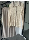 TAŞ DANTEL GÖMLEK SATEN PANTOLON TAKIM 60625