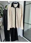 SİYAH DANTEL GÖMLEK SATEN PANTOLON TAKIM 60625