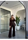 KAHVERENGİ ÇİFT KEMERLİ CEKET PANTOLON TAKIM 9268