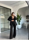 SİYAH ÇİFT KEMERLİ CEKET PANTOLON TAKIM 9268