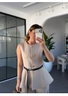 TAŞ KEMERLİ GOLD DÜĞMELİ YELEK 9682