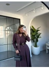 KAHVE FULAR DETAYLI ELBİSE 03029