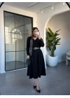 SİYAH FULAR DETAYLI ELBİSE 03029